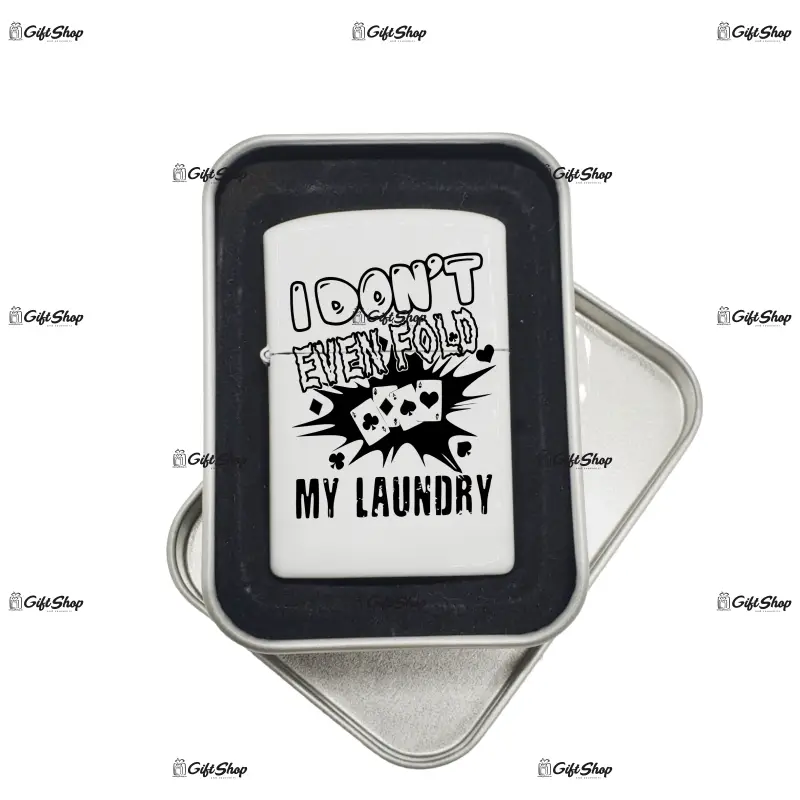 I don`t even fold my laundry, bricheta metalica gravata laser cu mesaj